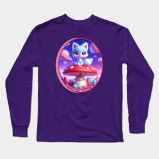 Cute Blue Fox Girl Long Sleeve T-Shirt